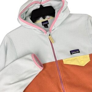 Patagonia Fleece Full-Zip Hooded Snap Pocket Jacket Colorblock School Kids L 12